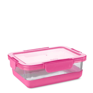 Swig rectangular glass food storage container in vibrant fuchsia pink colorway