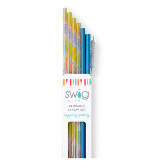 Swig Drinkware Teacher Life + Blue Reusable Straw Set
