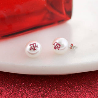 Texas A&M Pearl Stud Earrings