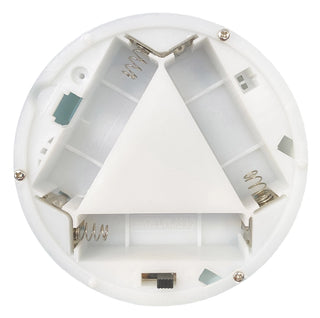 Battery compartment detail for Texas A&M Christmas water globe showing AA slots
