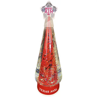 Texas A&M red interior water globe tree with raised TEXAS A&M text on base
