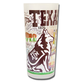 Catstudio Texas A&M University frosted glass featuring Reveille mascot and 1876 founding year