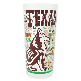 Catstudio Texas A&M University frosted glass featuring Reveille mascot and campus landmarks, 1876