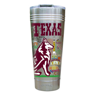Catstudio Texas A&M University stainless steel thermal tumbler featuring Aggies graphics and landmarks