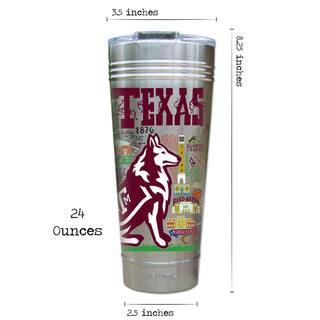Catstudio Texas A&M University 24oz stainless steel thermal tumbler with illustrated campus landmarks