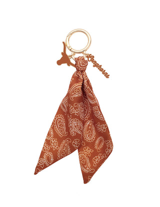 Texas Longhorns paisley bandana bag charm with gold ring clasp and logo charms