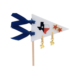 Color Shout Women's Earrings Texas Pennant Pair Earring Set