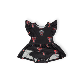 Mila & Rose Children’s Bodysuits Texas Tech Black Raider Red Flutter Twirl Bodysuit