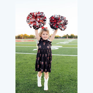 Mila & Rose Children’s Bodysuits Texas Tech Black Raider Red Flutter Twirl Dress