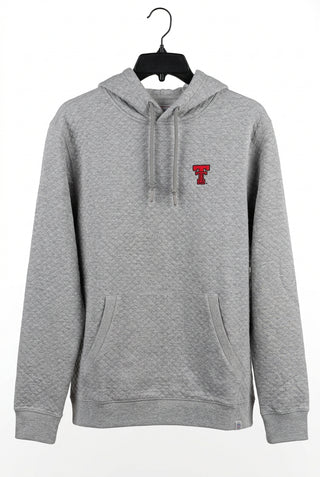 Texas Tech Red Raiders gray quilted pullover hoodie with embroidered double-T logo