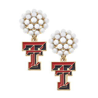 Texas Tech Pearl Cluster Drop Earrings