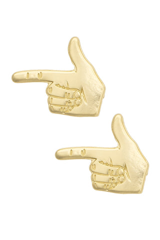Canvas Texas Tech Red Raiders 24K gold-plated finger gun hand gesture stud earrings, pair shown