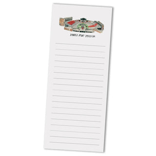 Texas Tech Jones AT&T Stadium aerial view lined notepad with red and green stadium illustration