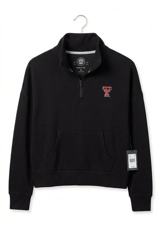 Texas Tech Red Raiders black quarter-zip pullover sweatshirt with kangaroo pocket