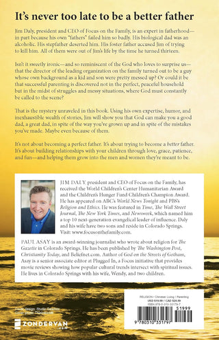 Back cover of The Good Dad by Jim Daly, yellow background, author bio