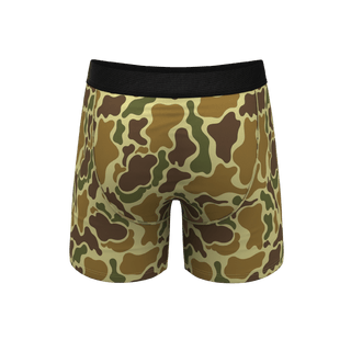 Shinesty Duck Camo Ball Hammock pouch boxer briefs with black waistband, back view