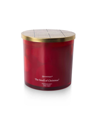 Aromatique The Smell of Christmas 48oz red glass candle with gold plaid lid