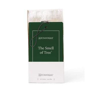 Aromatique The Smell of Tree aroma cards in white box with green hang tag