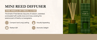 Aromatique The Smell of Tree 1.3 oz mini reed diffuser set in forest green with reed sticks