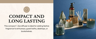 Aromatique Smell of Christmas mini reed diffuser displayed with festive holiday home fragrance collection