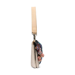 Multicolored woven bag with a beige strap 