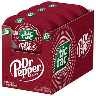 Tic Tac Dr Pepper flavored mints, 8-pack box, 3.4oz each, dark red packaging