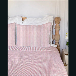 Ida Mae Home Blankets Ticking Stripe Red Quilt