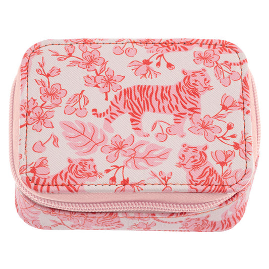 pill case with pink and red tiger