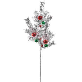 Raz Imports Christmas Picks Tinsel and Ball Ornament Pick