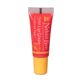 The Naked Bee Tinted Lip Glaze in California Poppy coral-red shade with coconut oil