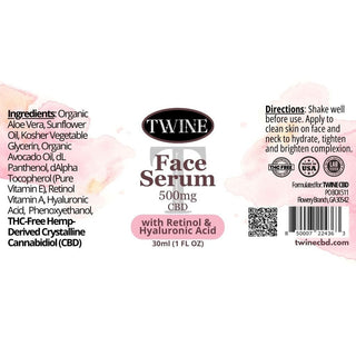 Twine Face Serum back label ingredients list organic aloe vera retinol and hyaluronic acid