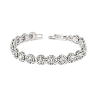 Brighton Twinkle Link Bracelet in silver with round bezel-set clear crystals and milgrain detailing