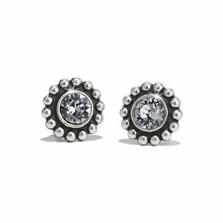 Brighton Twinkle Mini Post Earrings with crystal center and beaded silver surround, pair shown