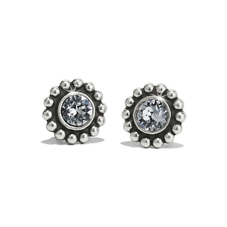Brighton Twinkle Mini silver stud earrings with crystal center and beaded border