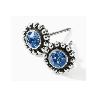 Brighton Twinkle Mini Post Earrings in silver with blue gemstones and beaded borders