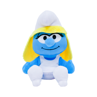 Ty Beanie Baby Smurfette plush toy with yellow hair and white hat