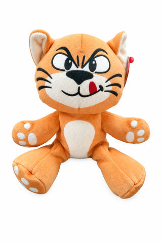 Ty Beanie Baby small orange cat plush toy with mischievous expression and white paw spots