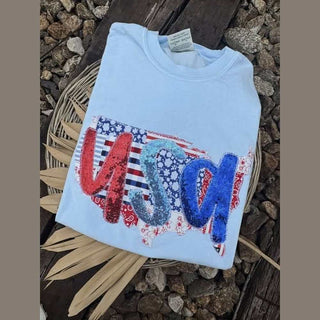 The Southern Belle Women's Tops USA Patchwork Tee