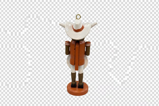 University of Texas nutcracker ornament back view, burnt orange and white wooden figurine