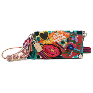 Consuela Uptown Crossbody in Marlow, colorful embroidered floral patchwork bag with charms