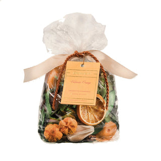 Aromatique Valencia Orange decorative fragrance potpourri in clear cellophane bag with ribbon