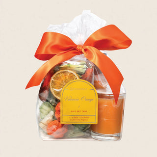 Aromatique Valencia Orange Gift Set Trio in clear bag with orange satin bow
