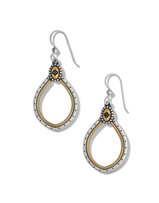 Brighton Venezia two-tone silver and gold teardrop French wire dangle earrings with clover detail