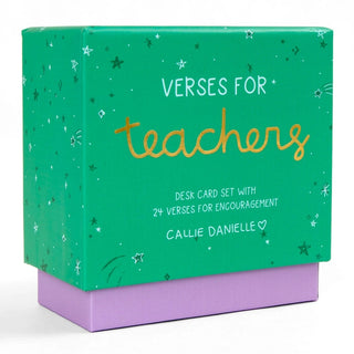 Green box with 'Verses for Teachers' text and star patterns 