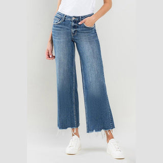 Vervet Women's Bottoms Vervet Mesmerizes Mid Rise Wide Leg Raw Hem