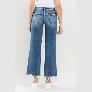 Vervet Women's Bottoms Vervet Mesmerizes Mid Rise Wide Leg Raw Hem