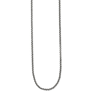 Silver-plated whisper-thin charm necklace chain with uniform links and polished finish