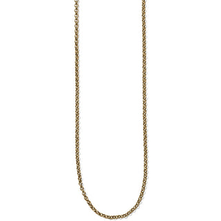 mid-length gold oval link chain showing drape and texture