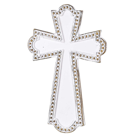 White Wash Resin Wall Cross 6.75H