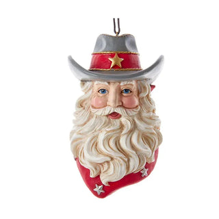 Western Santa Head Ornament